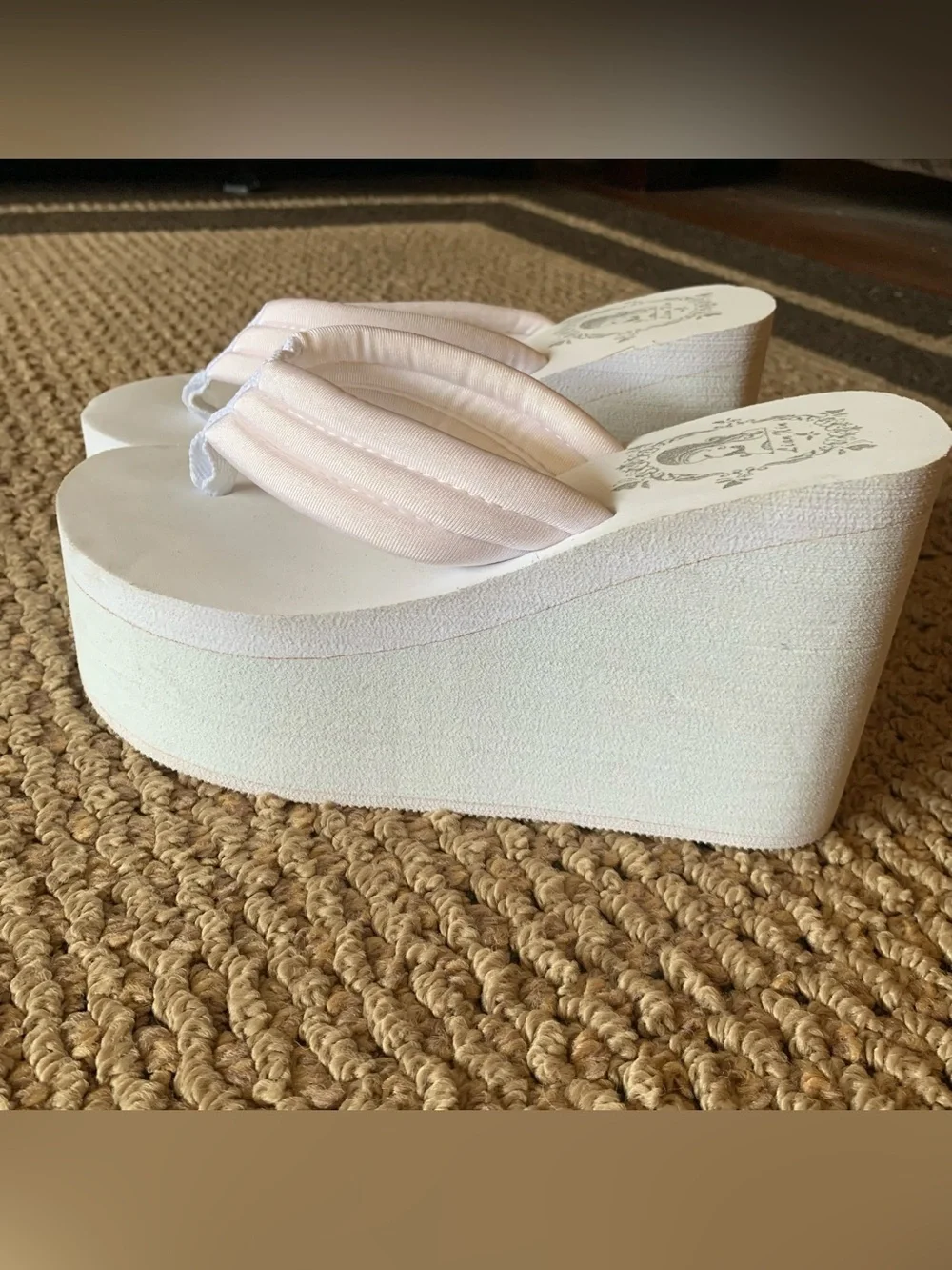 Women's White Platform Wedge Flip-Flops